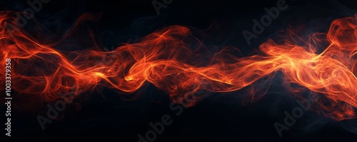 Flaming red and orange smoke swirling on