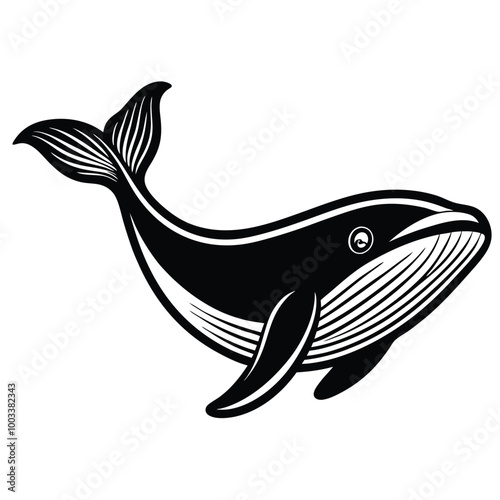 whale sea vector logo design