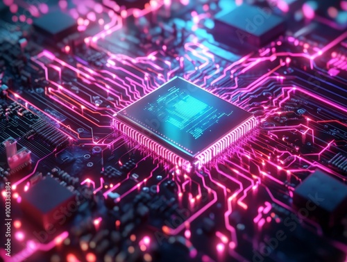 A quantum computer safeguarding sensitive data, with futuristic visuals of encrypted information being transferred securely.