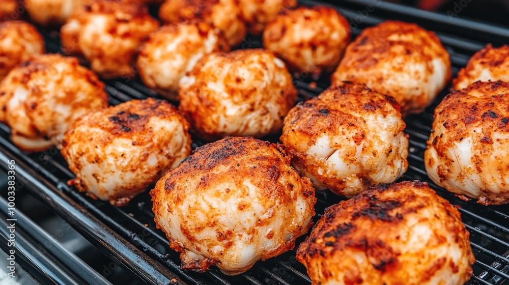 Close-Up Shot of Roasted Garlic Cloves on the Grill