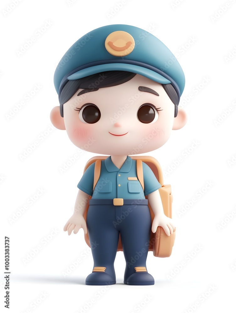 Adorable 3D cartoon-like character of a cheerful social media influencer wearing a friendly uniform, isolated on a clean white background. Cute digital render of a happy. Adorable 3D cartoon-like character of a cheerful social media influencer wearing a friendly uniform, isolated on a clean white background. Cute digital render of a happy.