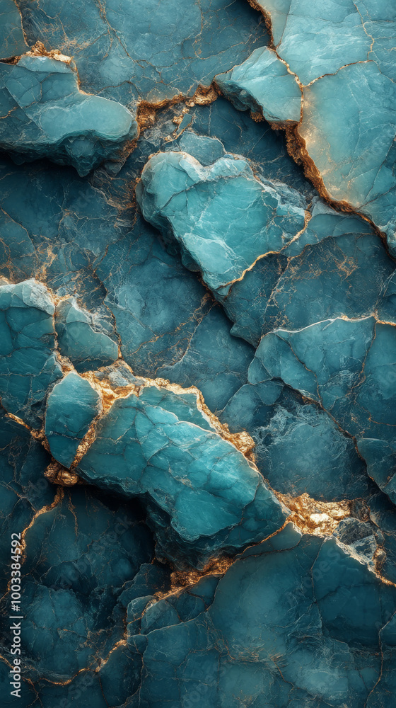 Fototapeta premium Teal and gold stone texture.