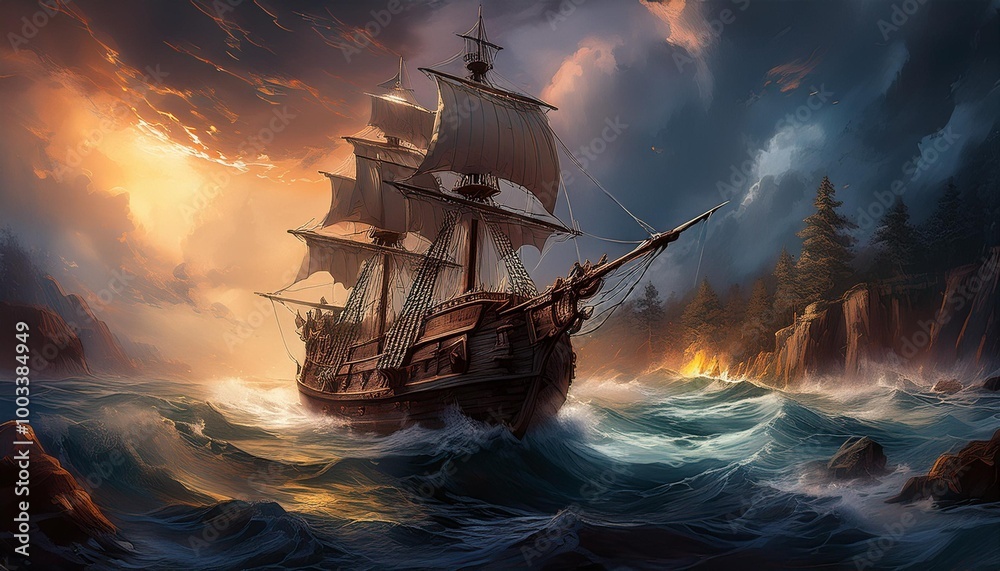 Obraz premium ship in the sea