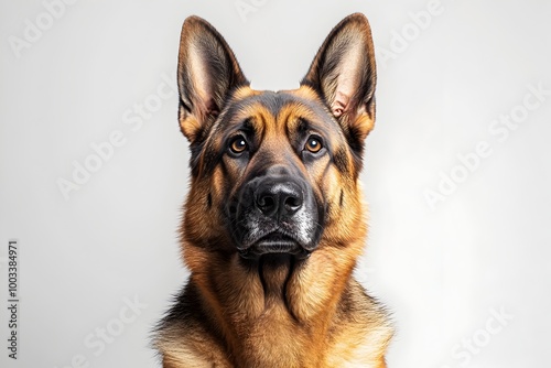 Attentive German Shepherd Dog in Minimalist Studio Setting