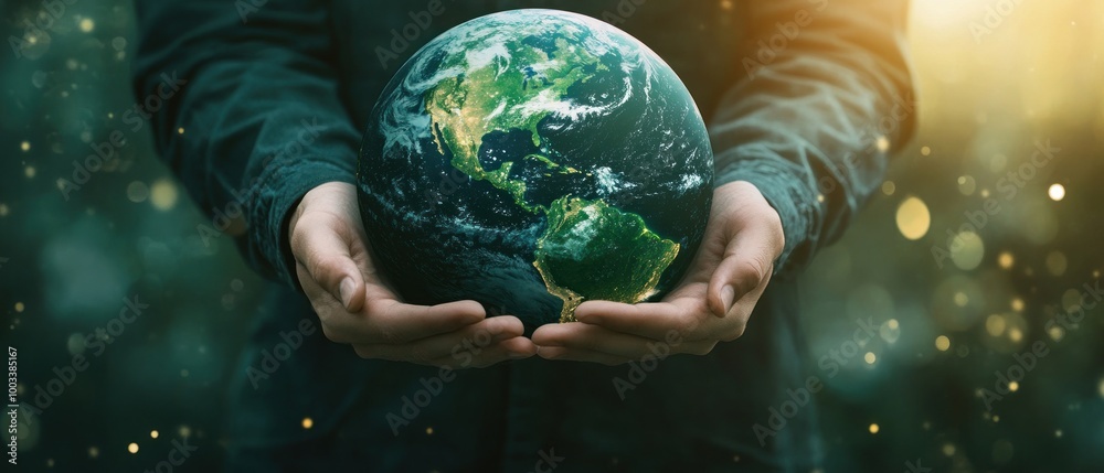 Man holding earth in his hand, ecological and renewable energy world concept Man holding earth in his hand, ecological and renewable energy world concept