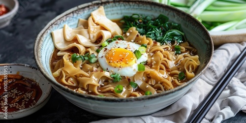 Egg Gravy Noodles with Flat Noodles in Gravy