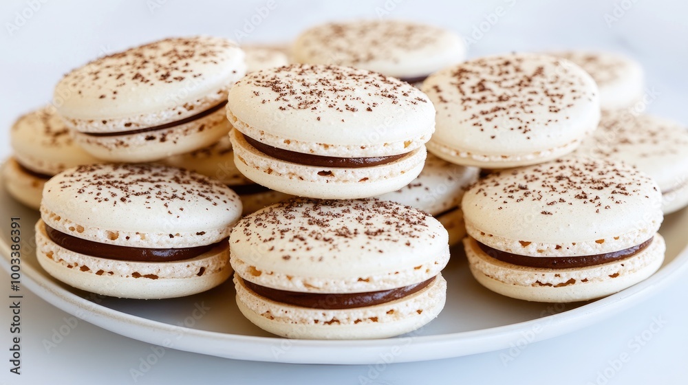 Colorful Festive Scene with Delicious Macarons Colorful Festive Scene with Delicious Macarons
