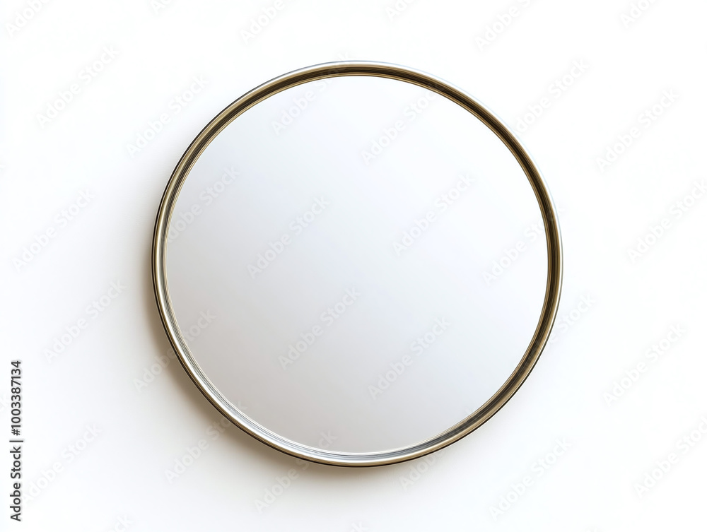 Elegant mirror with a thin metallic frame isolated on white background. Elegant mirror with a thin metallic frame isolated on white background.