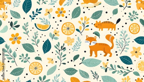 Charming Seamless Pattern Featuring Adorable Animals for Baby Room Decor and Nursery Decoration