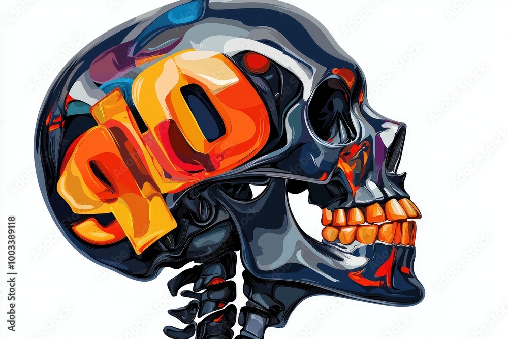 Skull with Abstract Design