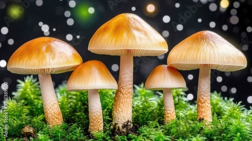 Glowing Mushrooms in a Mystical Dark Scene