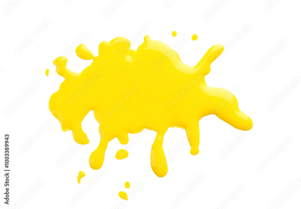 Blot of yellow printer ink isolated on white, top view Blot of yellow printer ink isolated on white, top view