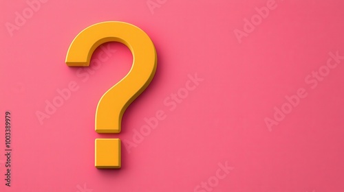 Yellow Question Mark on Pink Background Minimalist Design FAQ Concept