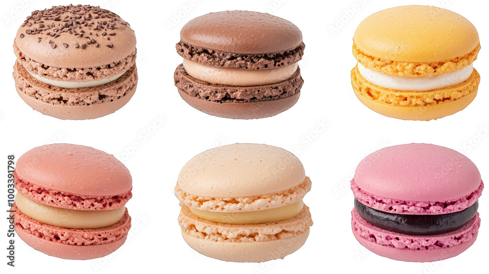 Colorful Macarons with Different Fillings and Toppings Colorful Macarons with Different Fillings and Toppings