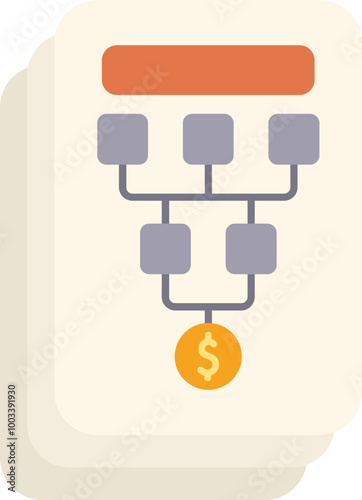 Document is showing a multilevel marketing business plan with a dollar coin, illustrating the concept of network marketing