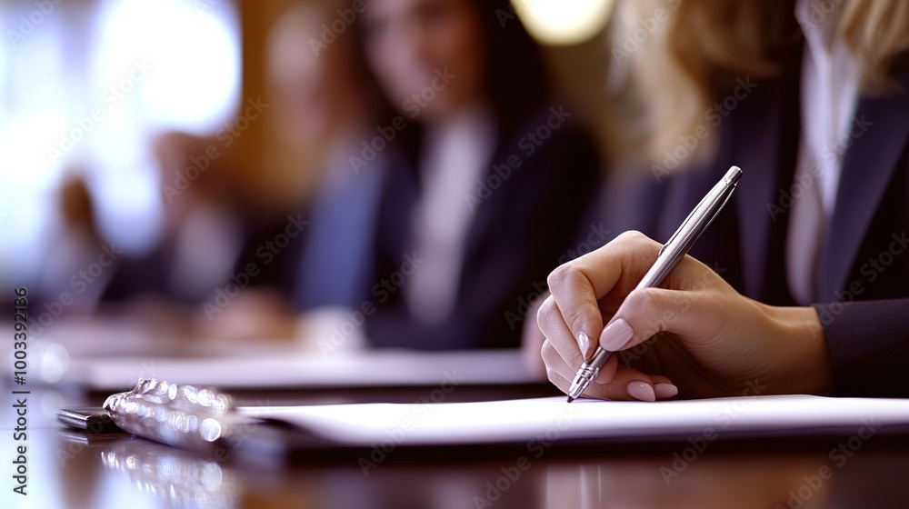Business Meeting with Document Signing in a Conference Room