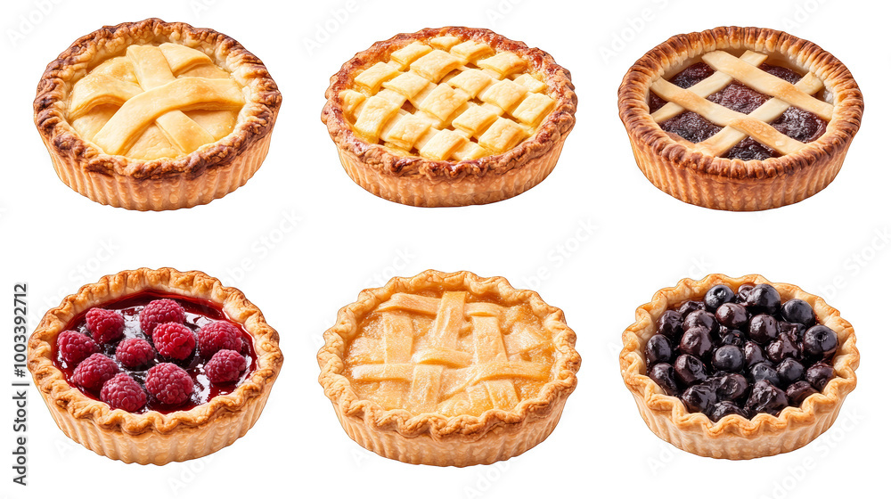 Assortment of Delicious Mini Pies with Raspberry Blueberry and Apple Fillings Assortment of Delicious Mini Pies with Raspberry Blueberry and Apple Fillings