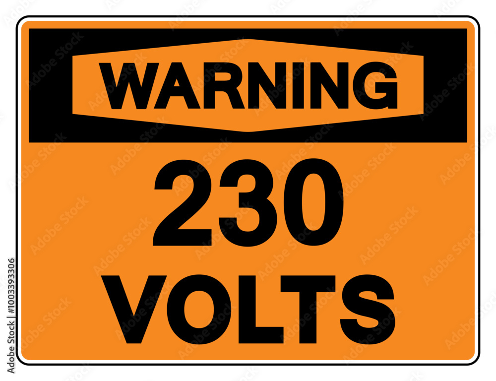 Fototapeta premium Warning 230 Volts Tag Symbol Sign,Vector Illustration, Isolate On White Background Label. EPS10