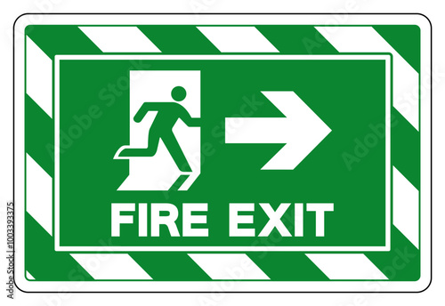 Fire Exit Arrow Right Symbol Sign, Vector Illustration, Isolate On White Background Label. EPS10