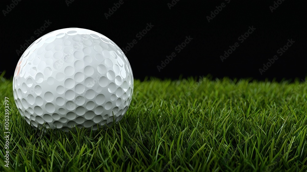 Golf Ball on Green Grass Closeup Sport Equipment Recreation Outdoor Activity Golf Ball on Green Grass Closeup Sport Equipment Recreation Outdoor Activity