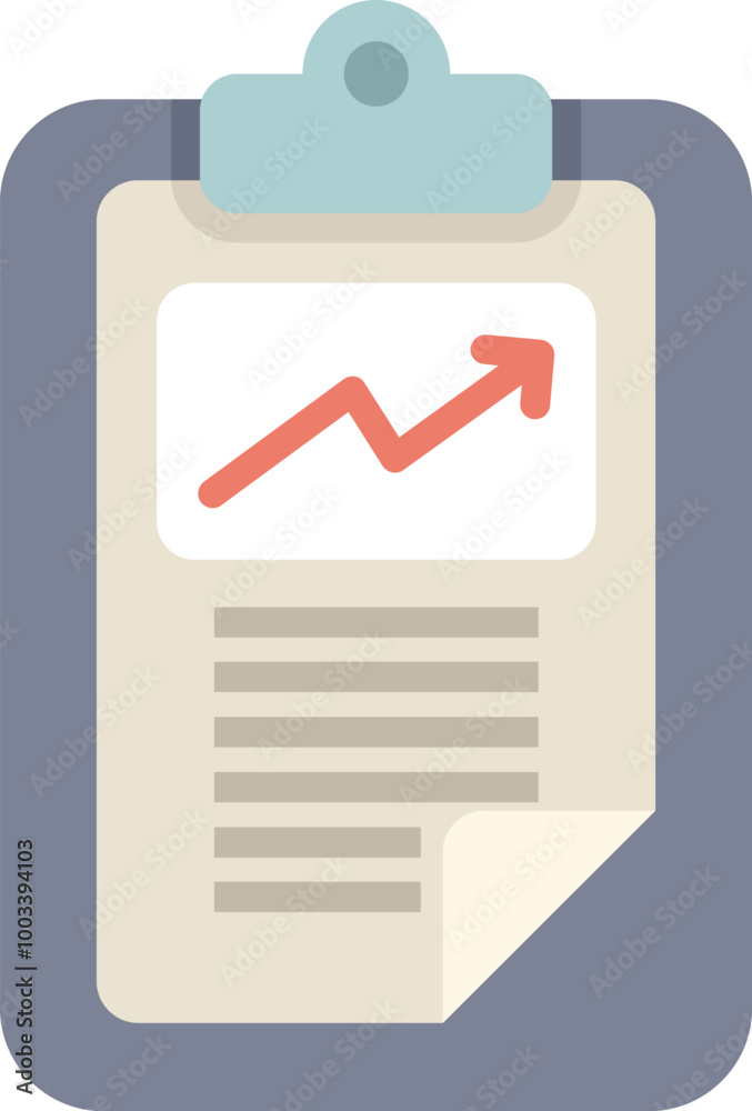 Clipboard is showing a growth chart with an upward arrow, indicating positive business performance Clipboard is showing a growth chart with an upward arrow, indicating positive business performance