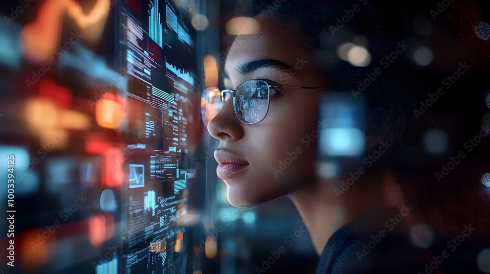 Naklejka premium Diverse group of business professionals focused and determined while collaborating on an enterprise level project using an integrated ERP software system to optimize their workflow and drive success