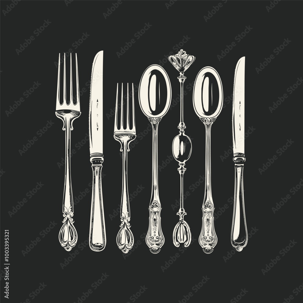 Set of tableware vintage design