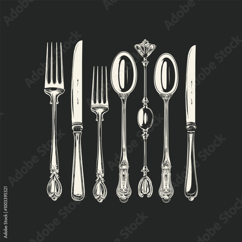 Set of tableware vintage design