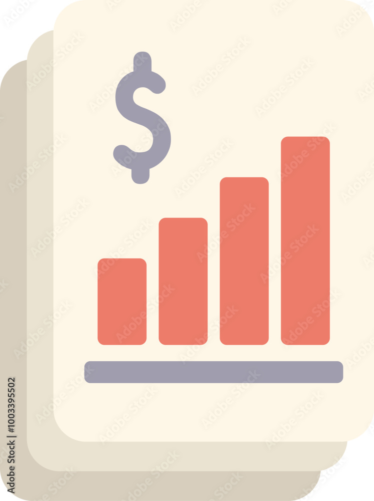 Document is showing a growing bar chart and dollar sign representing increasing profits Document is showing a growing bar chart and dollar sign representing increasing profits