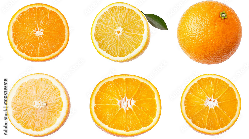 Orange Fruit Slices and Whole Orange with Glitch Effect Orange Fruit Slices and Whole Orange with Glitch Effect