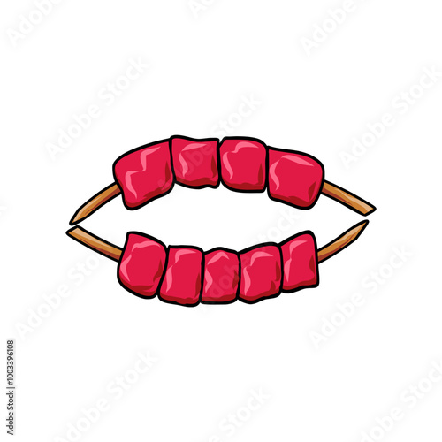 meat on skewers illustration vector