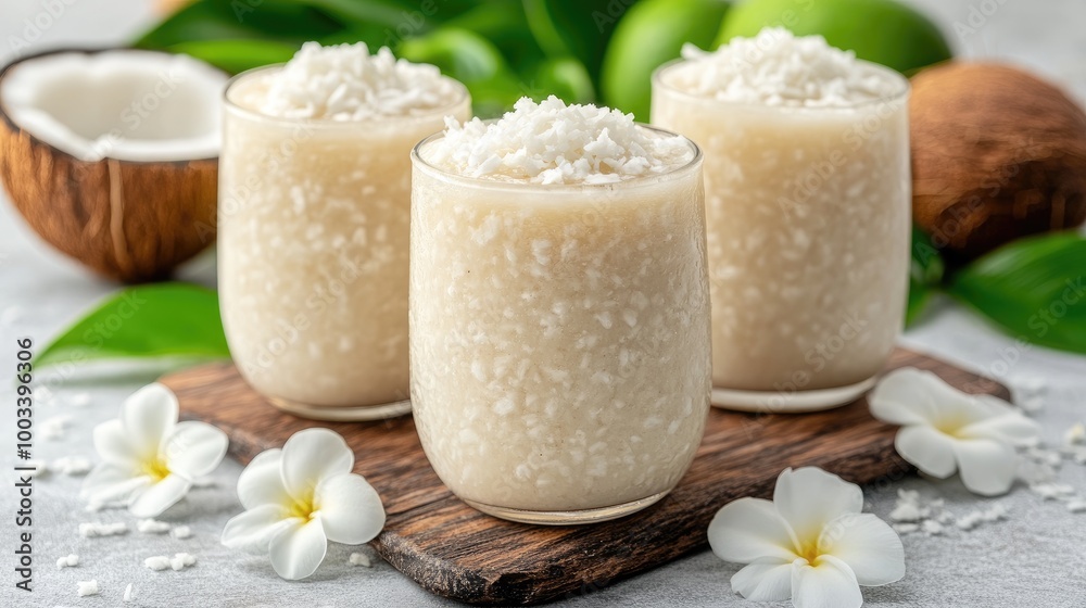 Refreshing Coconut Jelly in Elegant Setting Refreshing Coconut Jelly in Elegant Setting