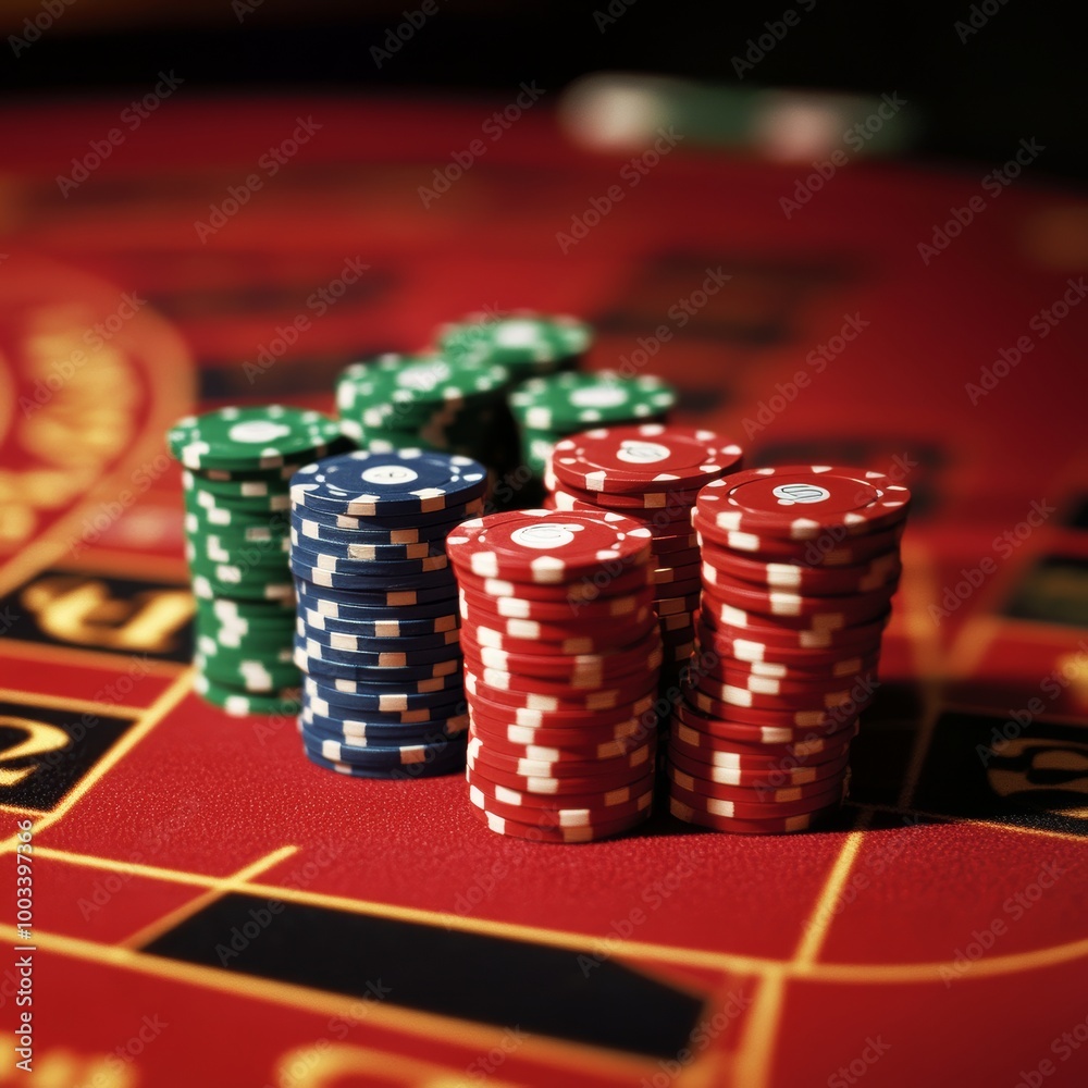 Casino chips and cards on red table. Poker game background. Casino chips and cards on red table. Poker game background.