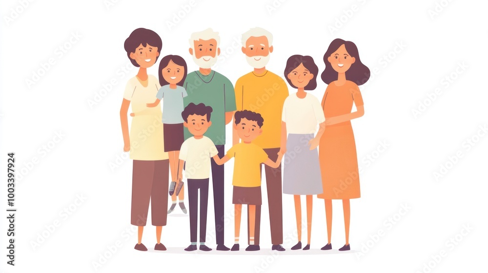 Show a multigenerational family with members from various ethnic backgrounds, celebrating their shared and unique traditions Show a multigenerational family with members from various ethnic backgrounds, celebrating their shared and unique traditions