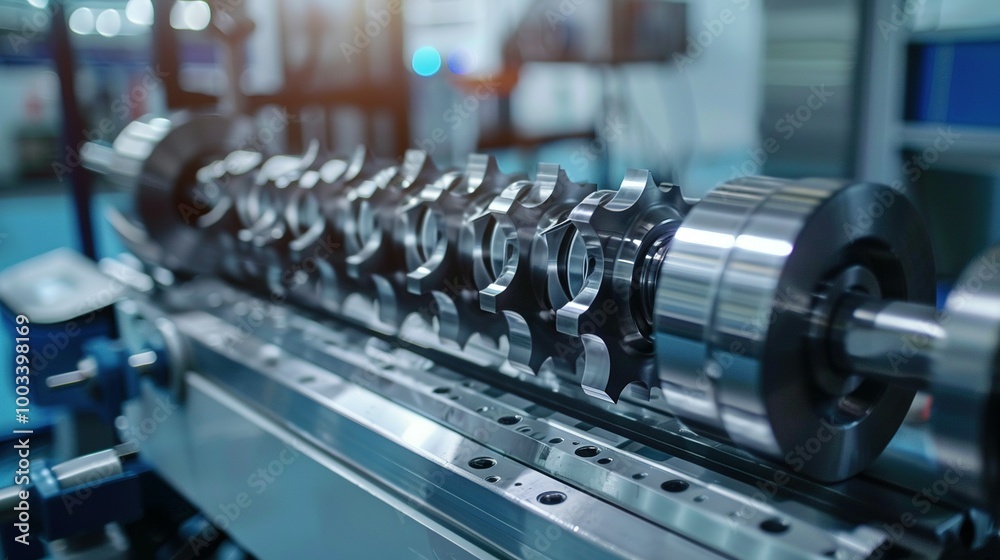 Crankshaft After Repair: Rotating on Stand and Tested by CMM Coordinate Machine in Service Industry Crankshaft After Repair: Rotating on Stand and Tested by CMM Coordinate Machine in Service Industry