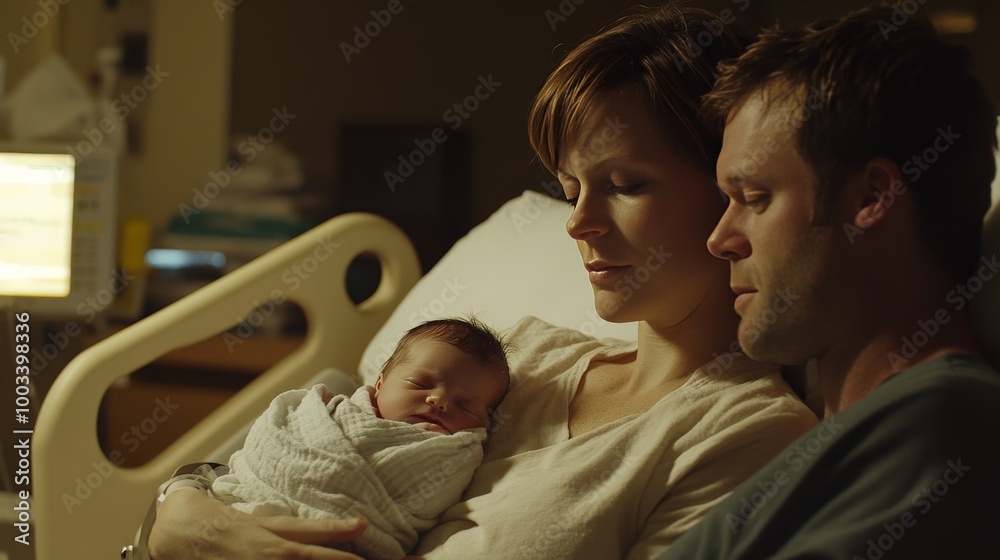 Newborn Baby with Parents in Hospital. Newborn Baby with Parents in Hospital.