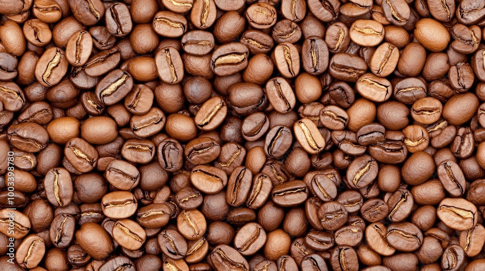 Obraz premium Roasted Coffee Beans Close Up Texture Background Pattern