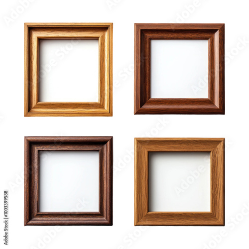 Wood frames set with empty white spaces