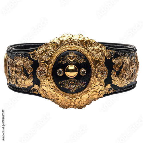 Ornate championship belt with gold detailing photo