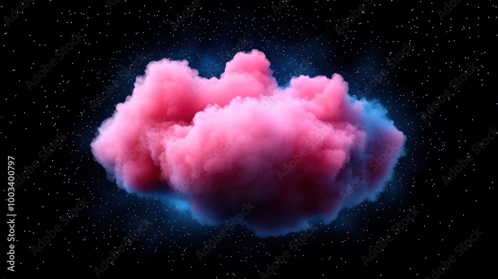 Fototapeta premium Pink Cloud in Space with Stars Abstract Background Neon Cosmic Galaxy Design