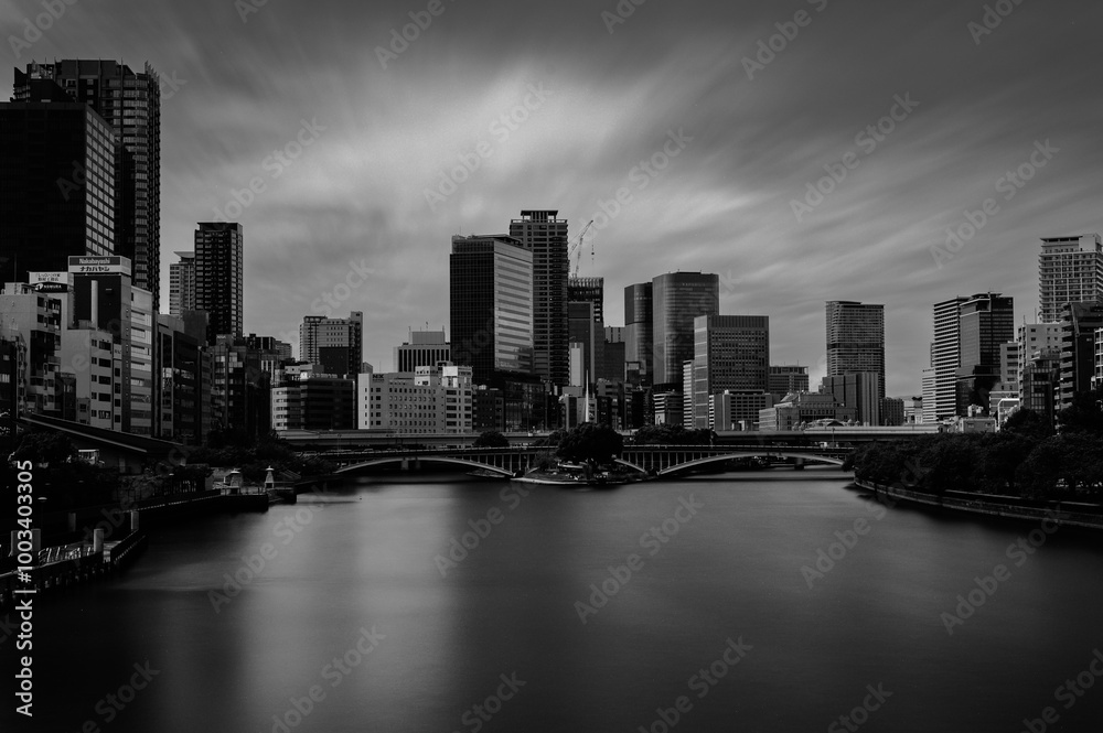 Obraz premium 天満橋から見た中之島のビル群