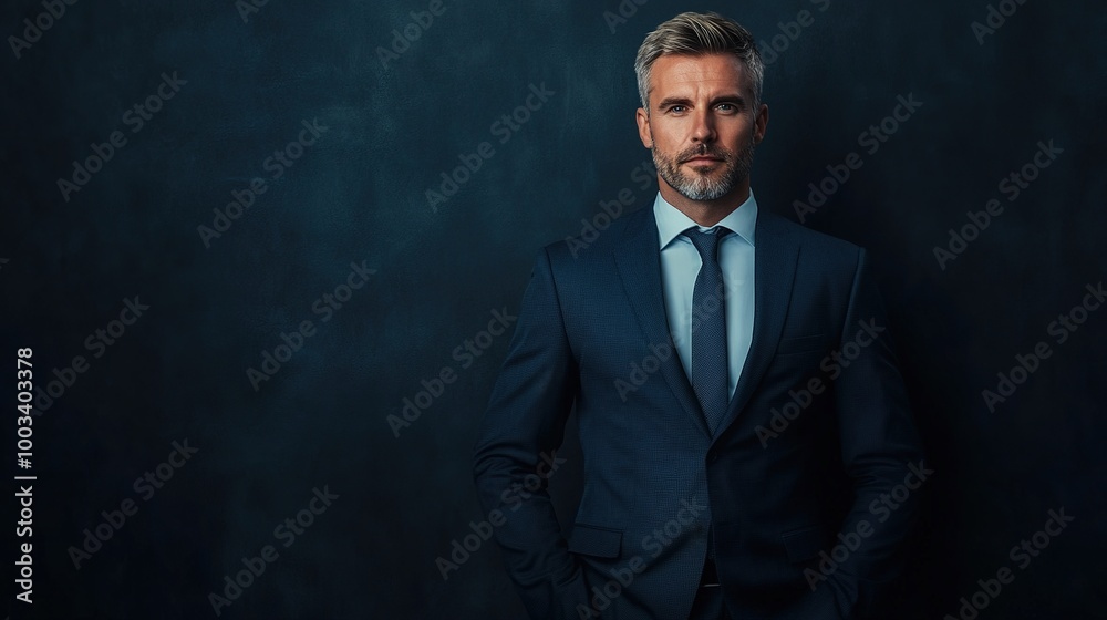 Professional Man in Suit Against Dark Background