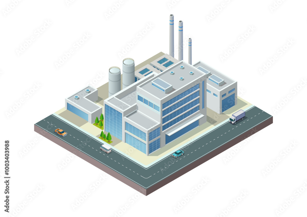 Obraz premium Modern Isometric Industrial Building