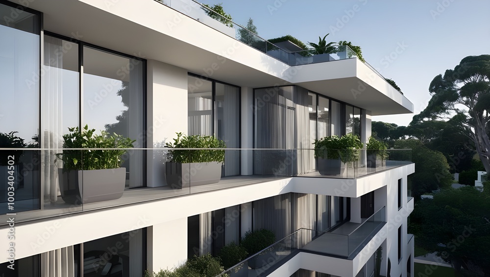 Fototapeta premium Front view of a luxury apartment exterior design