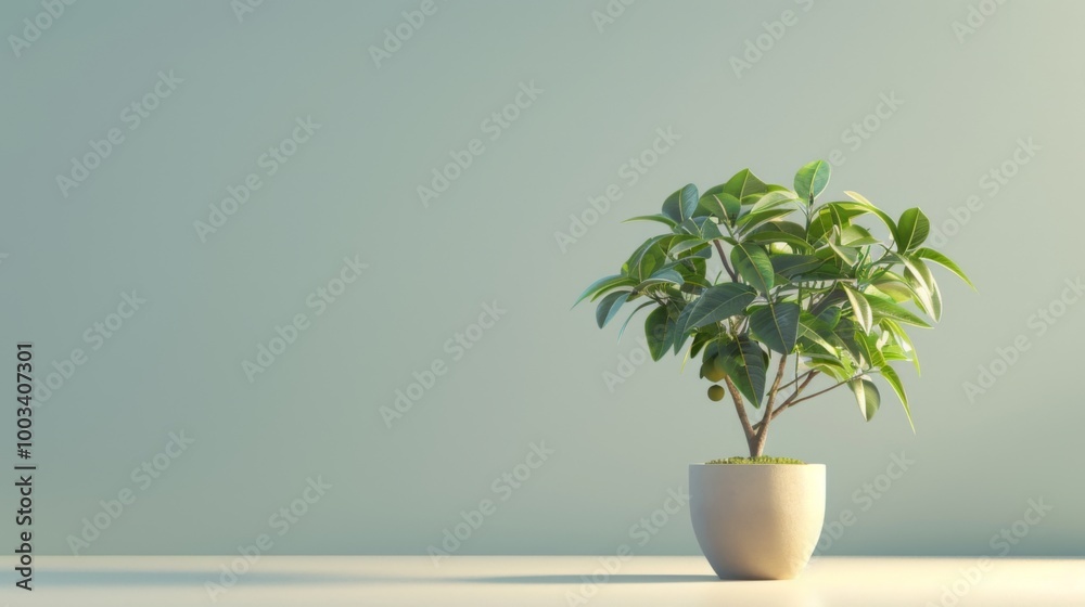 Minimalist 3D Starfruit Tree in a Simple Pot Minimalist 3D Starfruit Tree in a Simple Pot