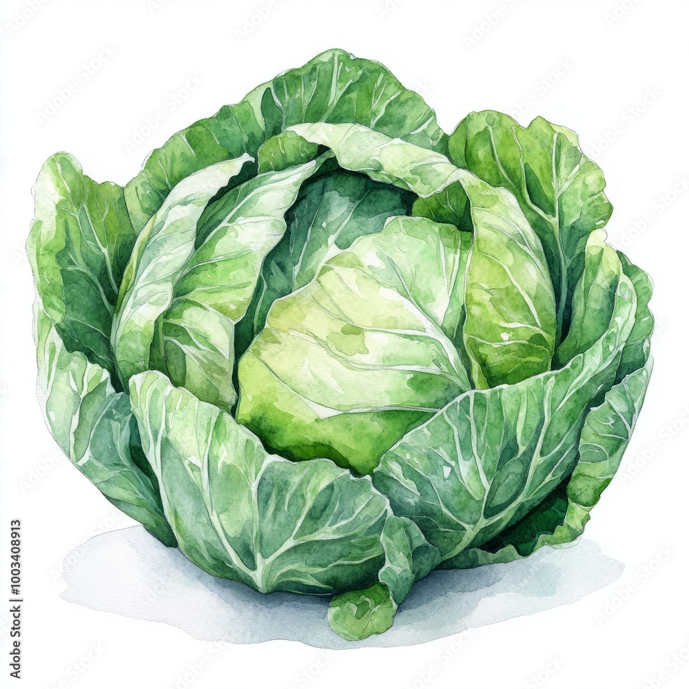 Cabbage Vegetable Botanical Illustration Cabbage Vegetable Botanical Illustration