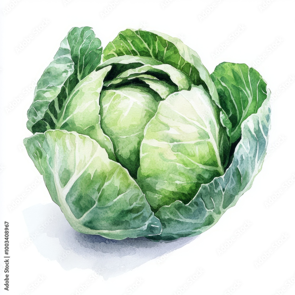 Cabbage Vegetable Botanical Illustration Cabbage Vegetable Botanical Illustration