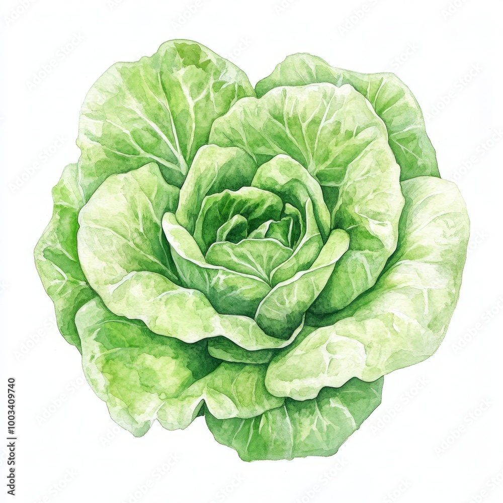 Fototapeta premium Cabbage Vegetable Botanical Illustration