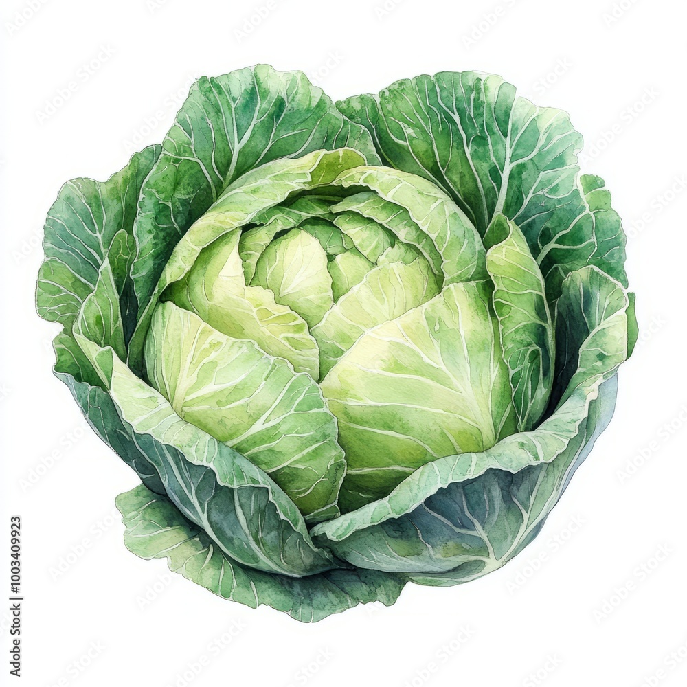 Fototapeta premium Cabbage Vegetable Botanical Illustration