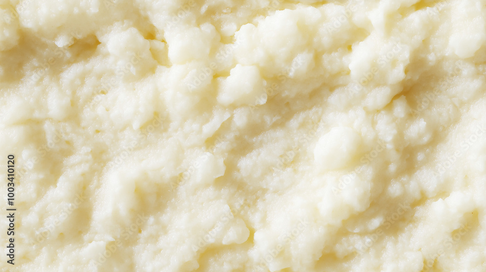 a close-up, top-down view of daikon puree spread across the entire frame, showcasing its pale white color and smooth texture a close-up, top-down view of daikon puree spread across the entire frame, showcasing its pale white color and smooth texture